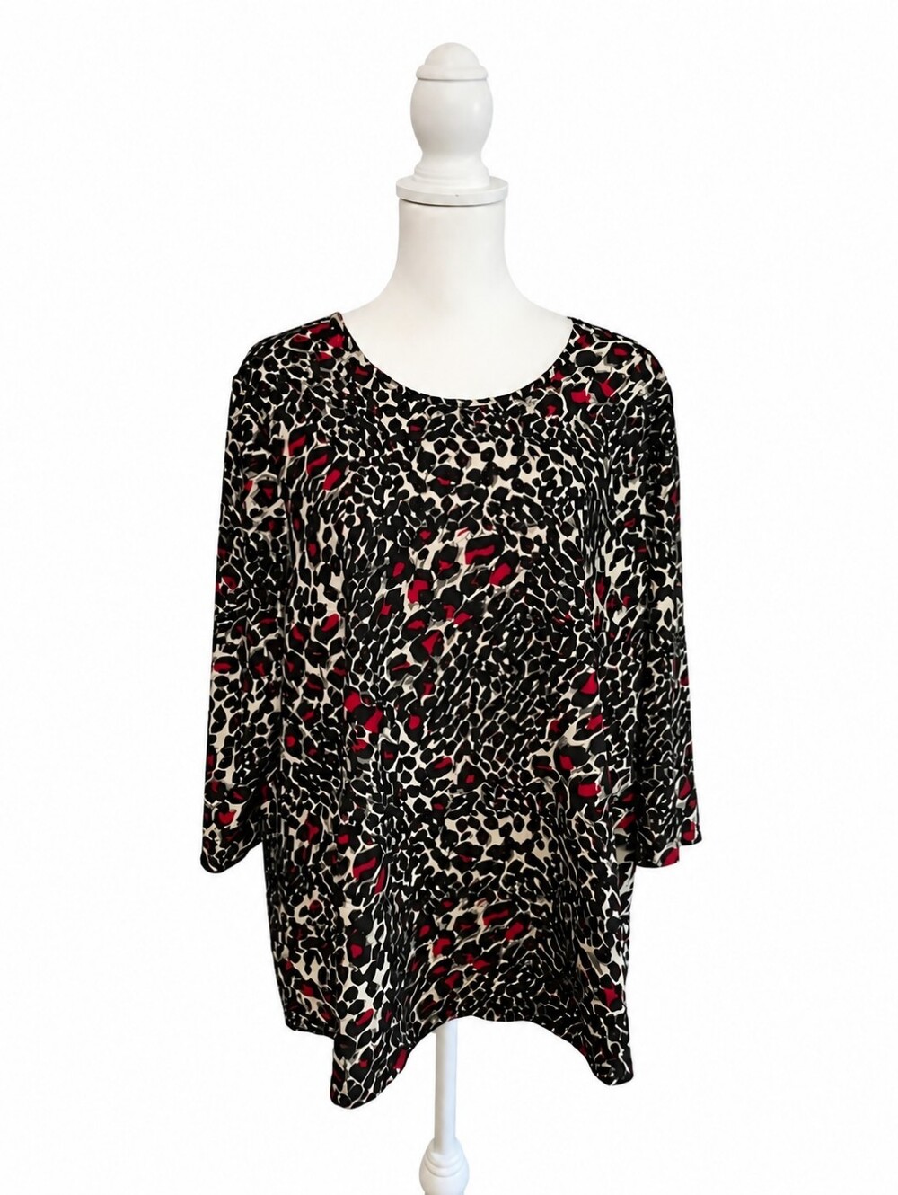 Chic Black and Red Leopard Print Blouse by Emily Daniels